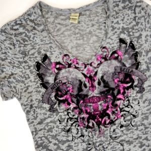 Kavio! Grey Short Sleeve Top Size L Juniors EUC